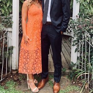 Coral Lace Midi Dress ASTR